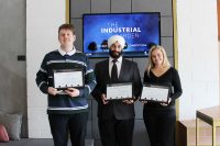 Benjamin Horne, Jasjit Singh and Ros Chatfield are the winners of The Industrial Garden: SVC's Pocket Park Design Compeition.